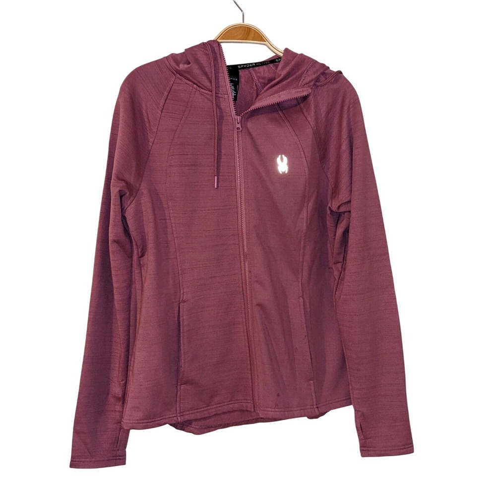 SPYDER Women's Active Full Zip Hoodie Medium Purple Thumb Holes NWT $97